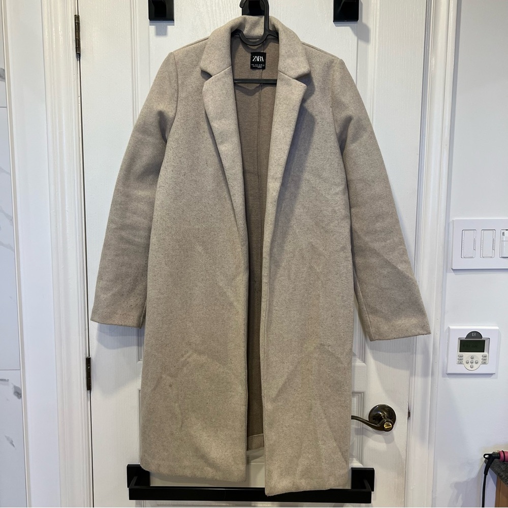 Zara cream wool trench-coat